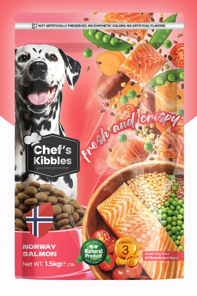 Chefs Kibbles Norveç Somonlu Yetişkin Köpek Maması 15KG