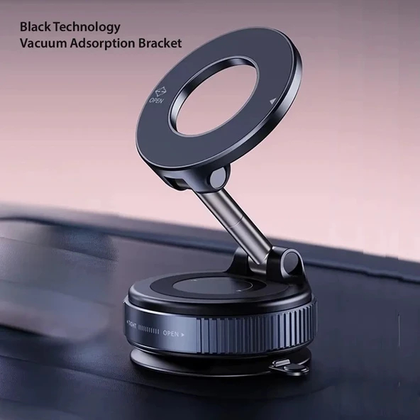 X68 360° Dönebilen Vakum Emiş Manyetik Braket-Siyah - 3