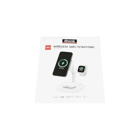 iThink Ws-50 5in1 Wireless Şarj Istasyonu Beyaz - 5