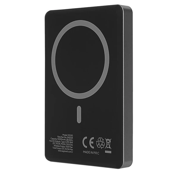 S-LINK MG110 10000mAh PD20W Magsafe 15W Kablosuz Type-C Gri Taşınabilir Metal Şarj Cihazı Powerbank - 5