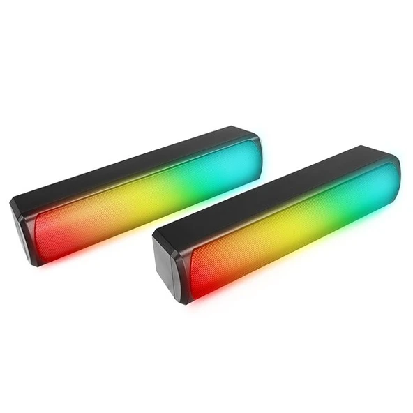 MIKADO MD-183 2.0 3W*2 Bluetooth Siyah RGB Aydınlatmalı USB + 3.5mm USB 5V Speaker Hoparlör - 4