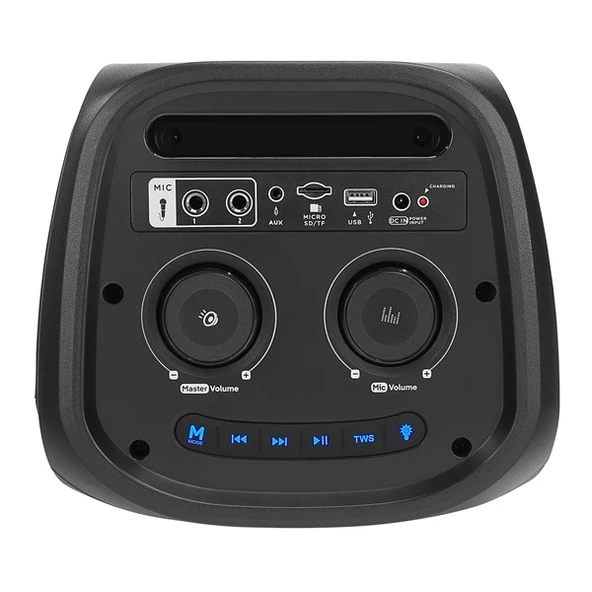 MIKADO MD-11BT Siyah 20*2 40W RGB Işıklı Kablosuz Mikrafonlu Taşınabilir Speaker Hoparlör - 4