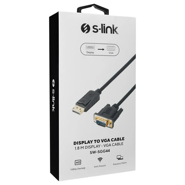 S-LINK 1.8metre SW-SGG44 Dp-VGA Görüntü Kablosu - 3