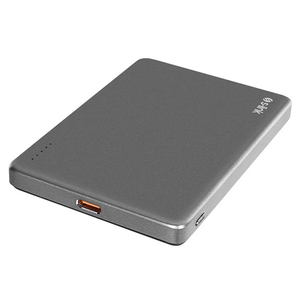 S-LINK MG105 5000mAh PD20W Magsafe 15W Kablosuz Type-C Gri Taşınabilir Metal Şarj Cihazı Powerbank