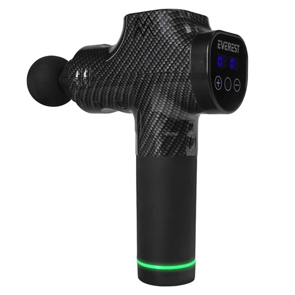 Everest EV-MT51 12V Dijital Karbon Fiber/Siyah 2500 mAh Kablosuz Profesyonel Sporcu 30 Kademeli Hız 7 Başlıklı Masaj Tab ürün görseli 1