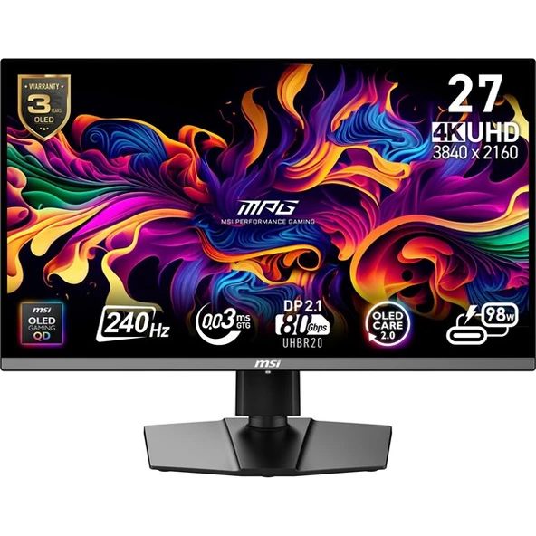 MSI 26.5" QD OLED MPG 272URX 0.03MS 240HZ HDMI-DP USBC GAMING MONİTÖR 3840X2160