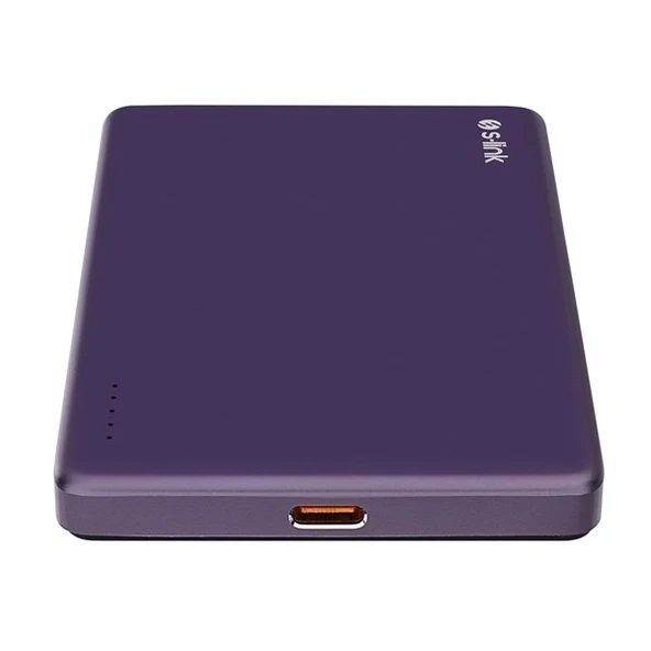 S-LINK MG105 5000mAh PD20W Magsafe 15W Kablosuz Type-C Mor Taşınabilir Metal Şarj Cihazı Powerbank - 2