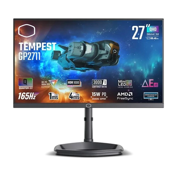 COOLERMASTER 27" IPS GP2711 1MS 165HZ HDMI-DP KVM HDR PIVOT GAMING MONİTÖR 2560X1440