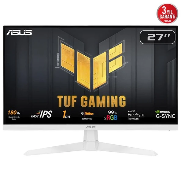 ASUS 27" IPS TUF GAMING VG279Q3A-W 1MS 180Hz HDMI-DP Gaming Monitör (1920 X 1080) Beyaz