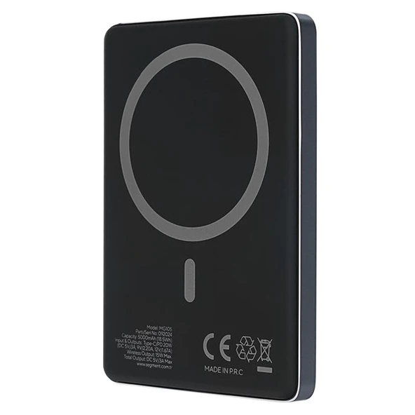 S-LINK MG105 5000mAh PD20W Magsafe 15W Kablosuz Type-C Mavi Taşınabilir Metal Şarj Cihazı Powerbank - 5