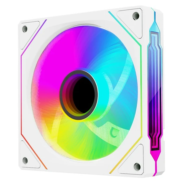 Rampage 7C-120B 120*120*25mm Double Ring Aynalı ARGB Beyaz Kasa Fanı - Resim 2