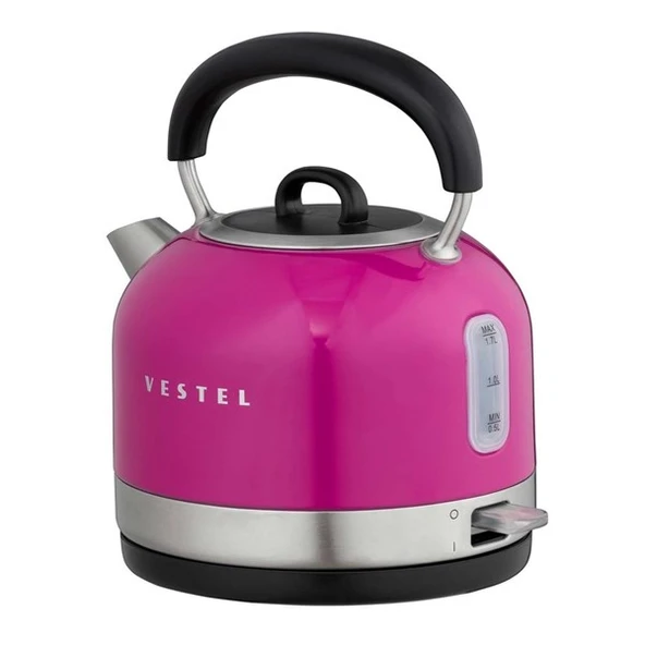 VESTEL Retro Pembe 2200 W 1.7 Lt Celık Kettle - 2