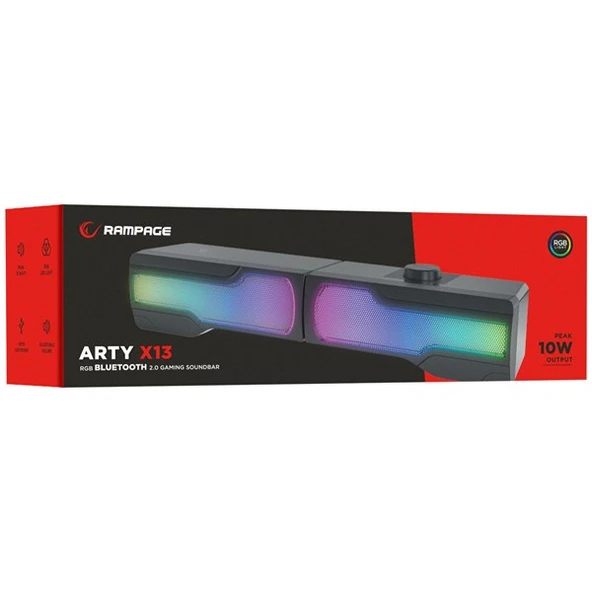 Rampage Arty X13 2.0 Bluetooth'lu Rms 3W*2 RGB Işıklı Multimedia Usb 5V 45dB Gaming Oyuncu Speaker - Resim 4