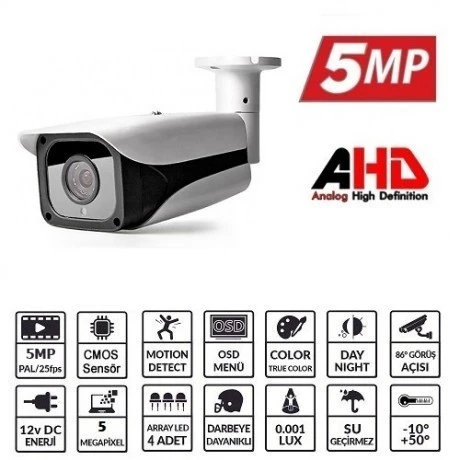 EZCOOL 5MP EZ-5550HD 3.6MM 60metre AHD BULLET KAMERA