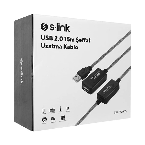 S-LINK 15metre SW-SGG45 Usb2.0 Şeffaf Uzatma Kablo - 4