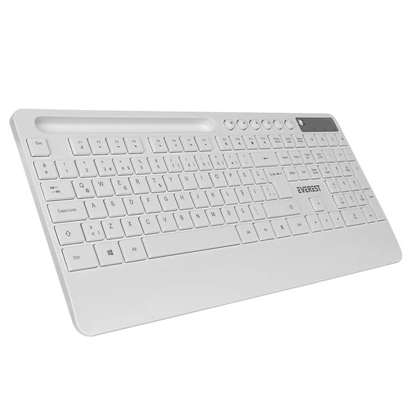 EVEREST KM-9676 Beyaz Multimedya Tablet-Telefon Standlı Klavye + Mouse Set - 3