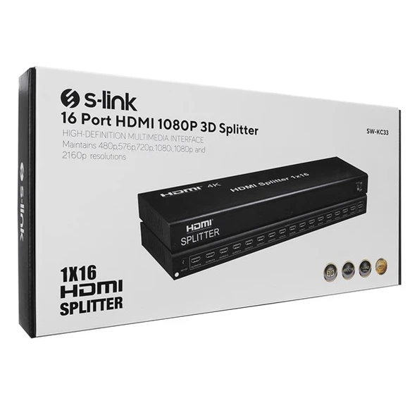 S-LINK SW-KC33 16port HDMI 1080P 3D Splitter - Resim 4