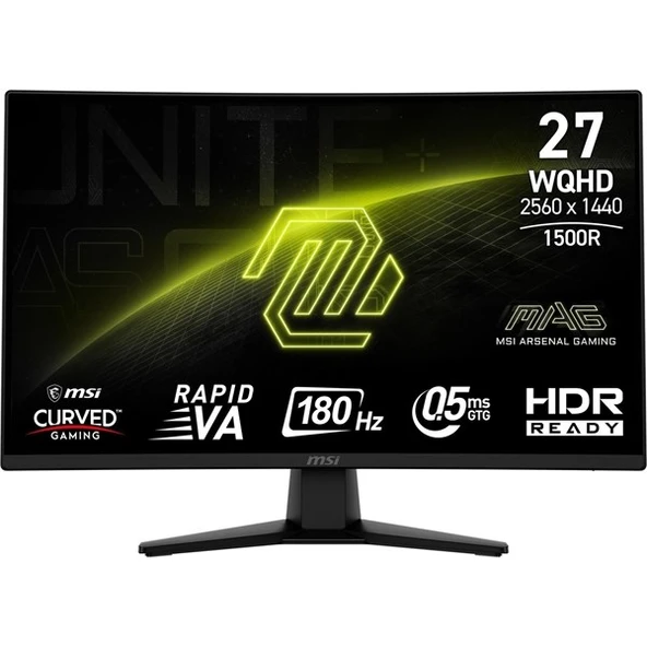 MSI 27" RAPID VA MAG 274CQF 0.5MS 180HZ HDMI-DP KAVISLI GAMING MONİTÖR 2560X1440