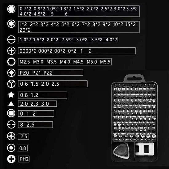 BUFFER® 115 in 1 Hassas Tornavida Onarım Alet Manyetik Sürücü Kitli Elektronik Hassas Tornavida Seti - 3