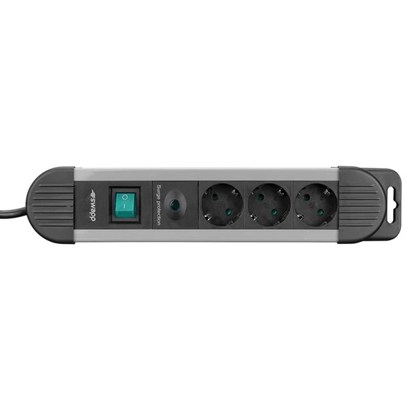 S-LINK Swapp SPGKS03 1.5m 3G1.5mm2 900 Joule 3-lü Akım Kor. Gri Priz Çoklayıcı - 3