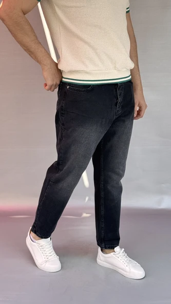 Yıkamalı Siyah Boyfriend Pantolon - 2