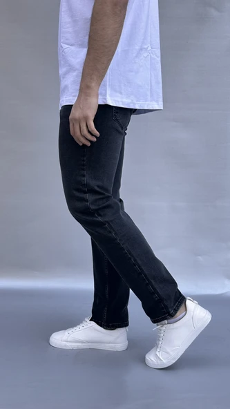 Yıkamalı Siyah Regular Fit Jean - 2