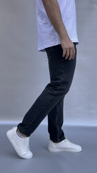 Yıkamalı Siyah Regular Fit Jean - 3