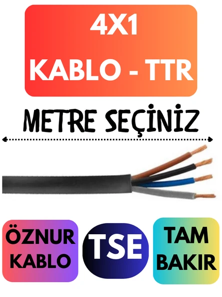 Öznur 4X1 TTR Kablo Metre Seçenekli (Siyah)