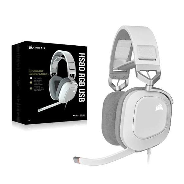 CORSAIR CA-9011238-Eu HS80 RGB Kablolu Oyuncu Kulaklığı - Beyaz - 2
