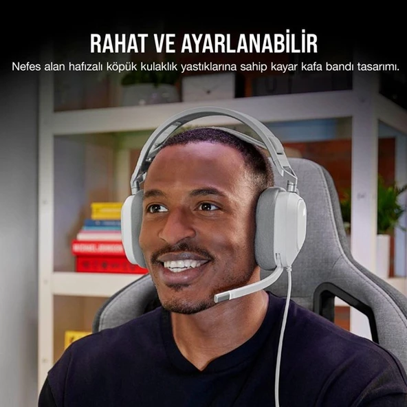 CORSAIR CA-9011238-Eu HS80 RGB Kablolu Oyuncu Kulaklığı - Beyaz - 5