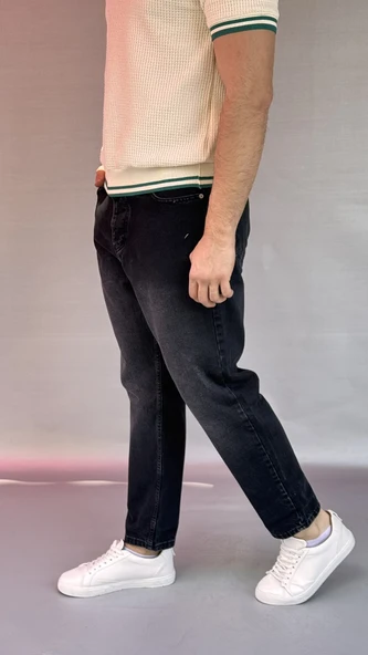 Yıkamalı Siyah Boyfriend Pantolon - 4