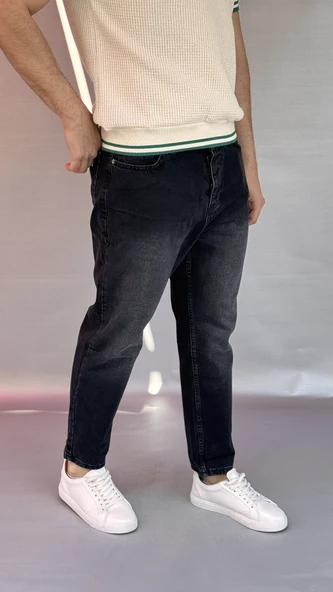 Yıkamalı Siyah Boyfriend Pantolon - 3