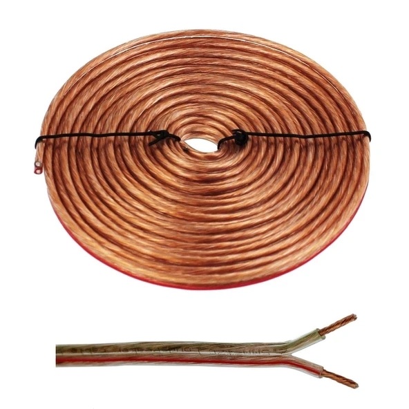 Tayfun Cg 2x0,35mm Şeffaf 30 Metre Bakır Cu Hoparlör Kablosu
