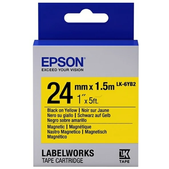 Epson LK-6YB2 Mıknatıslı Sarı Üzeri Siyah 24mm 9Metre Etiket