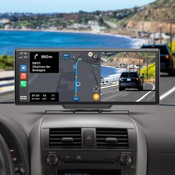 MPIA CP10  Carplay Apple Android Uyumlu 10.2 İnç Büyük Ekran Tak Çalıştır 4K Ön/Arka Çift Kameralı Araç Ekranı - 3