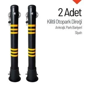 Çıkarılabilir Ankrajlı Kilitli Otopark Bariyeri – 2'li Set Siyah