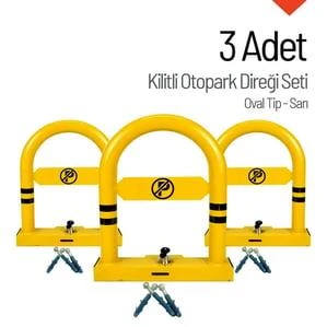 Oval Tip Kilitli Otopark Direği – 3'lü Set Sarı