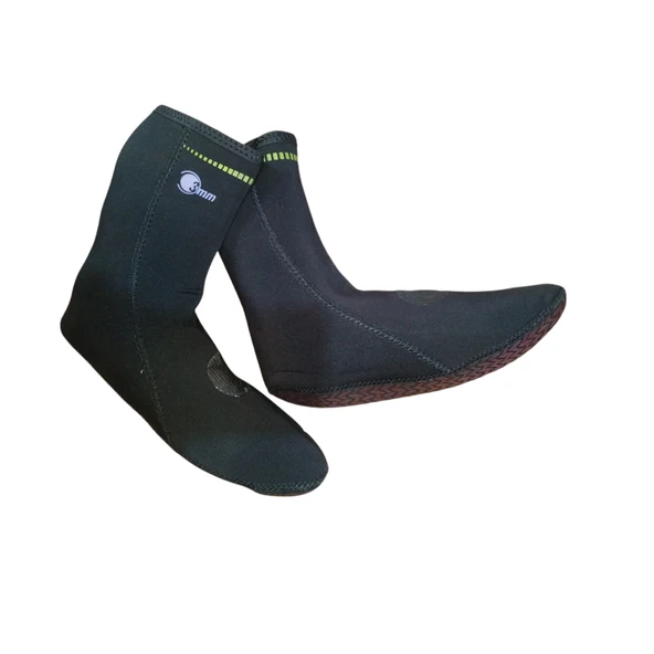 3mm Neopren Kaydırmaz Tabanlı Siyah Dalış Çorabı - 2
