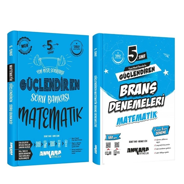 Ankara Yayıncılık 5.Sınıf Matematik Güçlendiren Soru Bankası ve Deneme Seti 2 Kitap