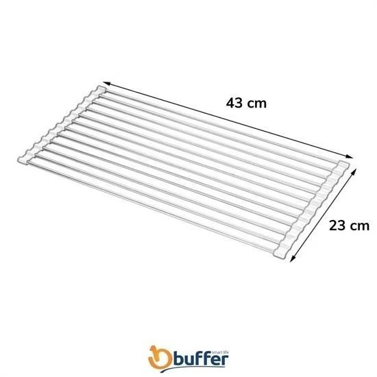 BUFFER® Evye Üstü Katlanır Nihale Paslanmaz Çelik Pratik Sebze Meyve Bulaşık Kurutma Süzgeci - 7
