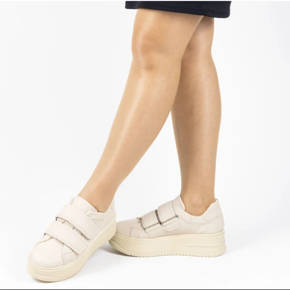 Kadın Kalın Tabanlı Cırtlı Günlük Spor Ayakkabı Sneakers - 9