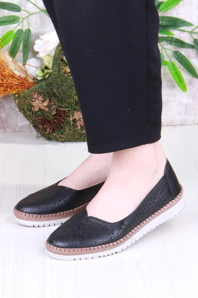 Mehmet Mete 1007 Rahat Lazer Delikli Hakiki Deri Kadın Ayakkabı - Resim 2