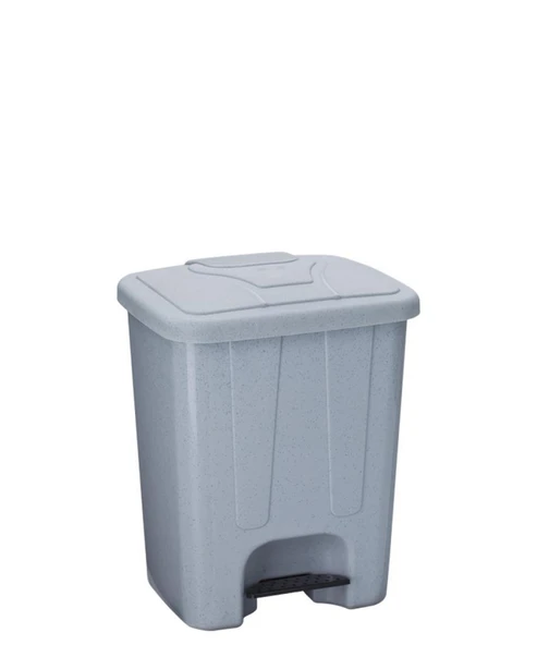 Omnipazar SY-4250 25 lt Köşeli Pedallı Plastik Çöp Kovası İç Kovalı Gri
