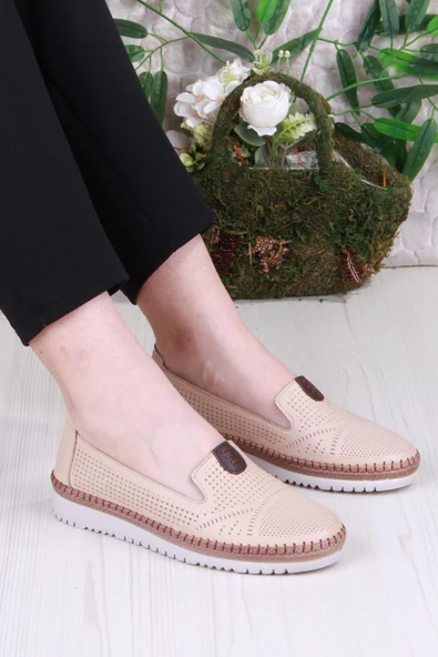 Mehmet Mete 1008 Rahat Lazer Delikli Hakiki Deri Kadın Ayakkabı - Resim 6