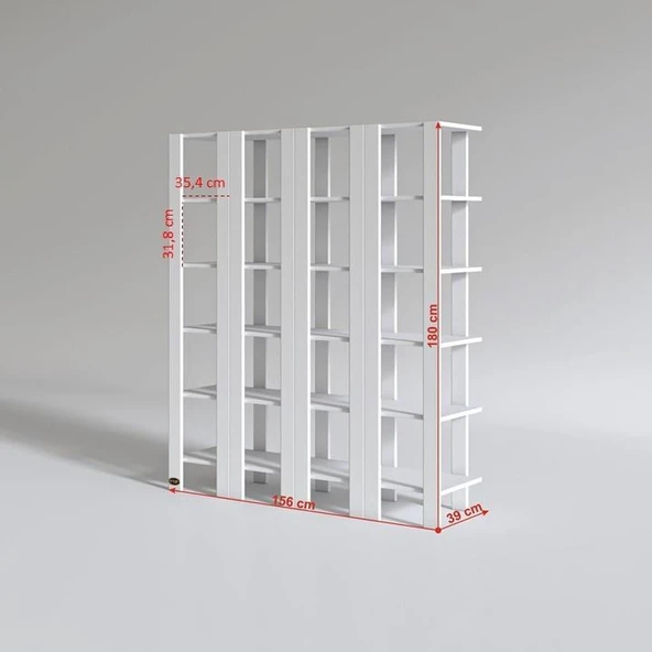 Kenzlife kitaplık hemi cuda4 byz 180*39*39 tekli ayakkabılık klasörlük raf 4 ayrılabilir parça - Resim 4