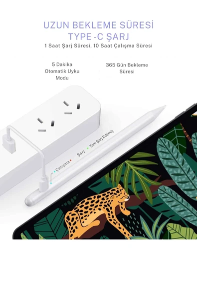 iPad Air 11 Uyumlu Avuç İçi Reddetmeli Bluetoothlu Dokunmatik Özel Çizim ve Yazı Kalemi - 4