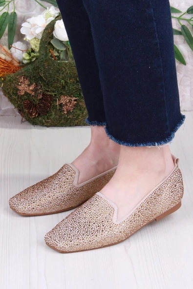 Fort 128-133 Fls Triko Taş Baskı Detaylı Kut Burun Kadın Babet - Resim 7