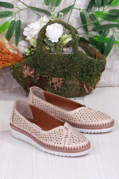 Mehmet Mete 1007 Rahat Lazer Delikli Hakiki Deri Kadın Ayakkabı - Resim 8