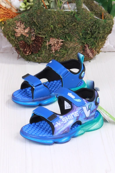 Vicco 332.P25Y.255 Felipe Saks Mavi Rahat Esnek Işıklı Erkek Çocuk Sandalet - Resim 4