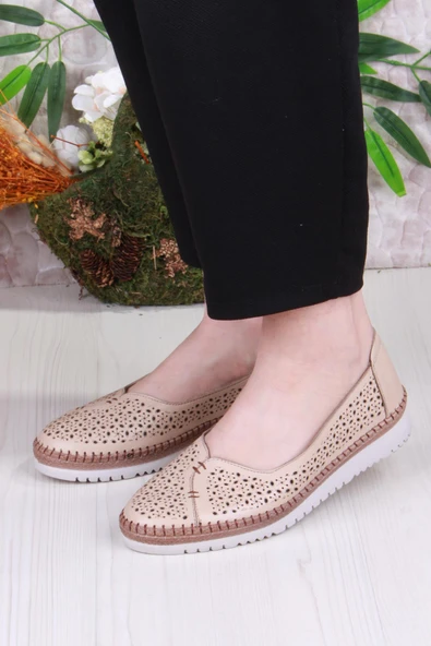 Mehmet Mete 1007 Rahat Lazer Delikli Hakiki Deri Kadın Ayakkabı - Resim 7